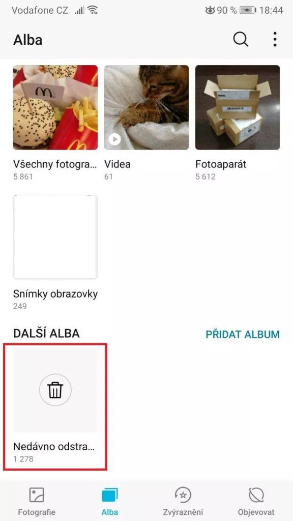 Telefon - jak obnovit fotky - nedávno smazané