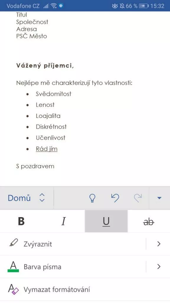 Vytvoření životopisu - CV v Microsoft Word
