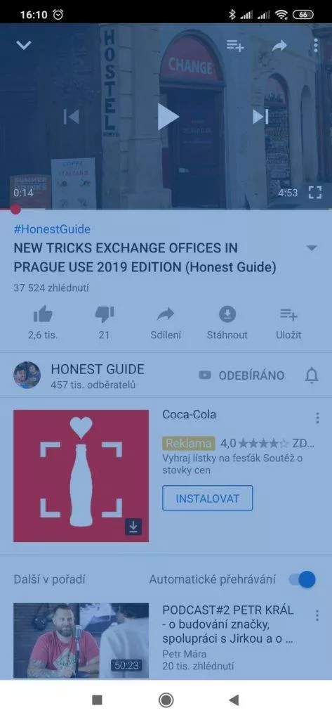 YouTube bylo nutné ručně spustit
