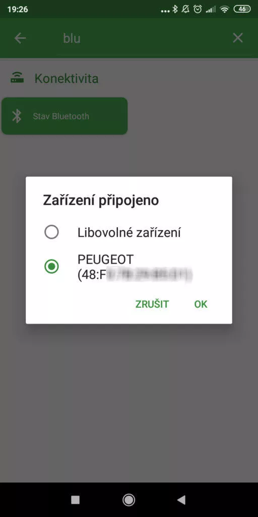 Automaticky přijmout hovor - podmínka bluetooth