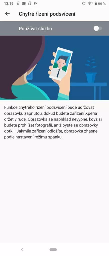 sony xperia 1 chytre podsviceni