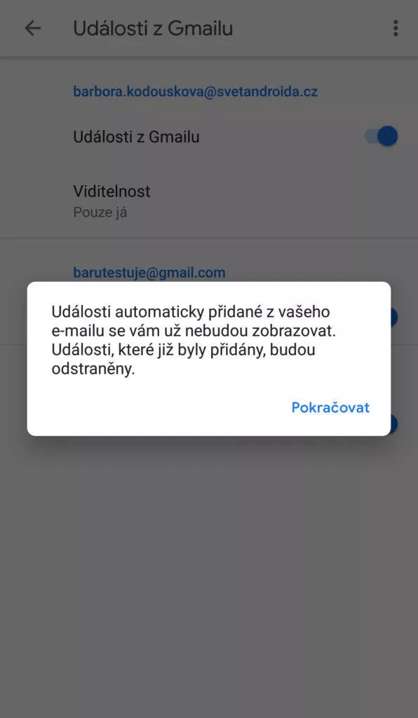 zrušení synchronizace gmail kalendář