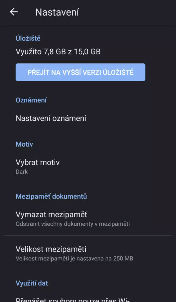 google disk tmavý vzhled