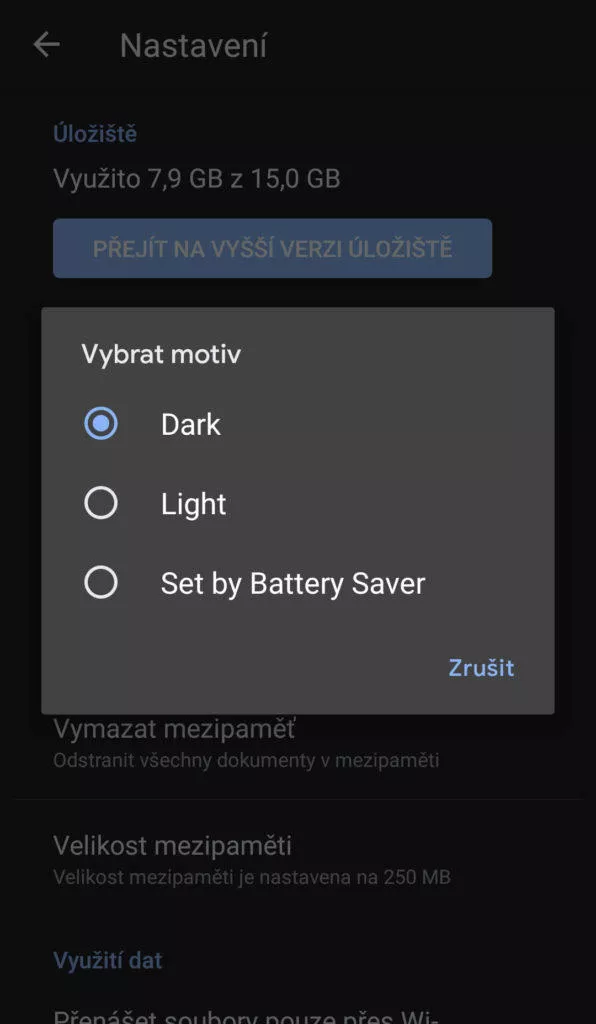 google drive tmavý vzhled