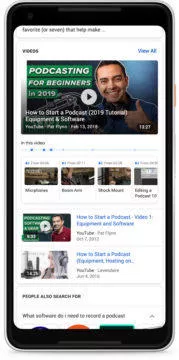 google vyhledávač úseky videa
