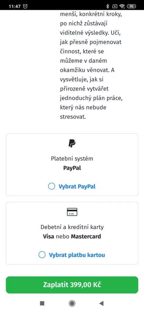 Platba kartou, nebo přes PayPal