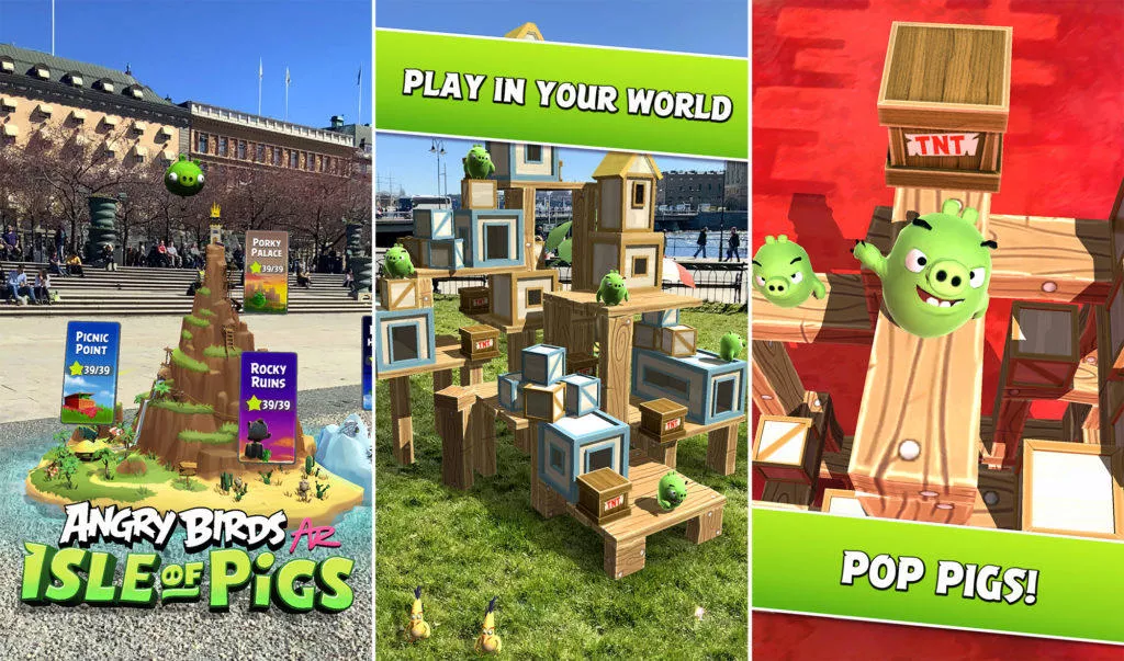 angry birds rozšířená realita