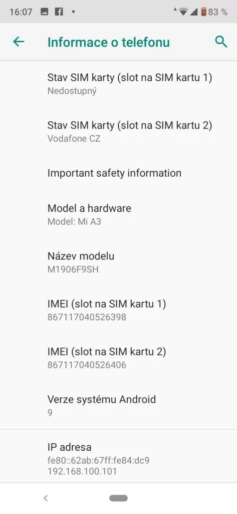 xiaomi mi a3 informace o telefonu