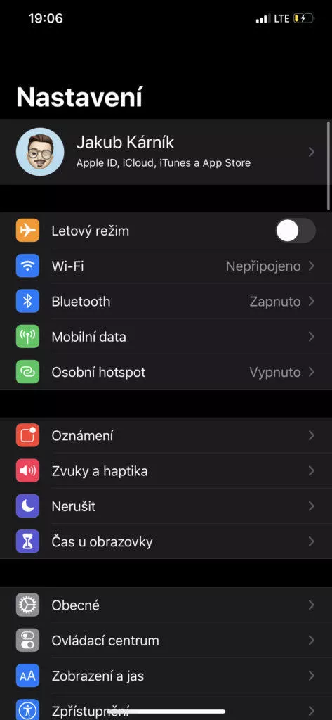 ios 13 nastavení
