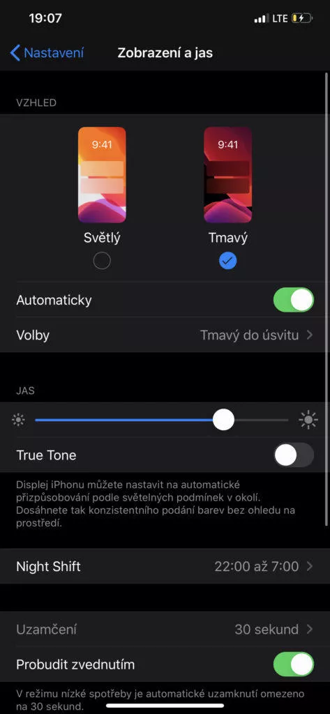 ios 13 tmavý režim
