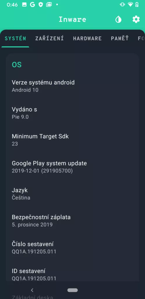 jak zjistit typ procesoru android