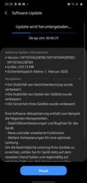 samsung galaxy note 10 aktualizace