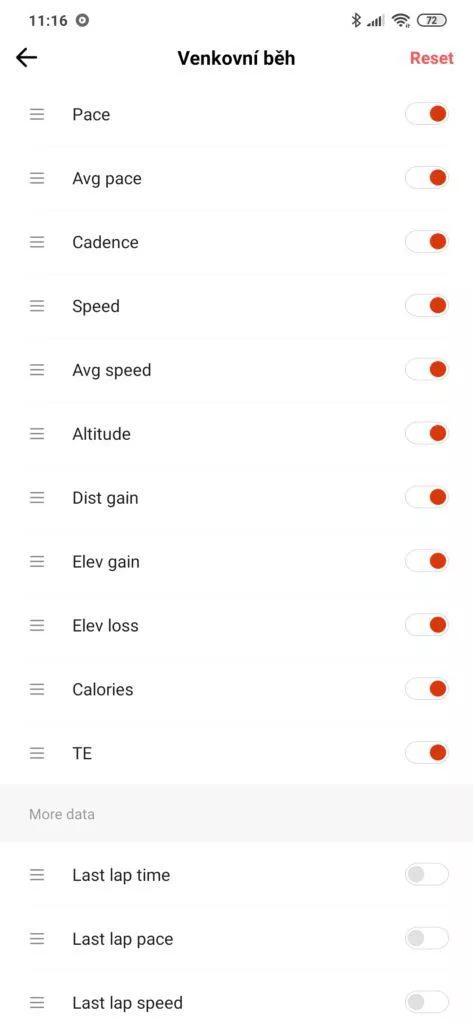 Amazfit nastavení cvičení