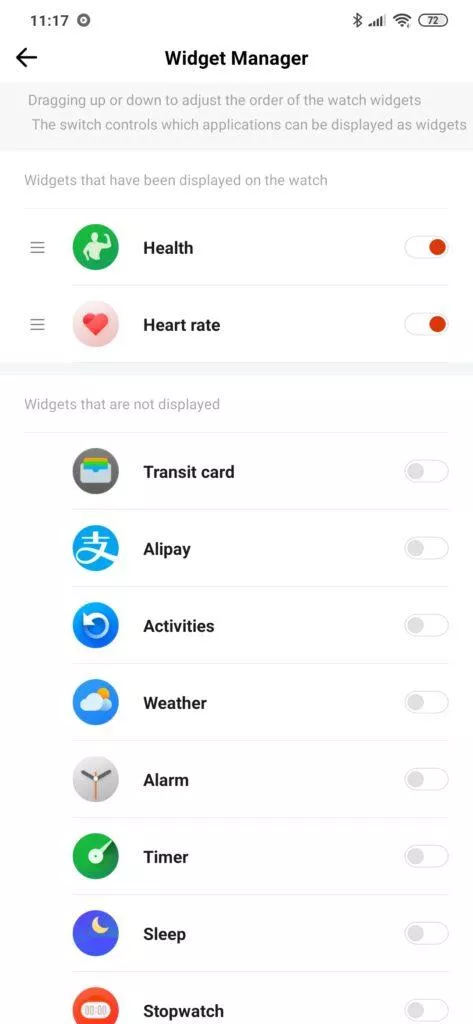 Amazfit widgety