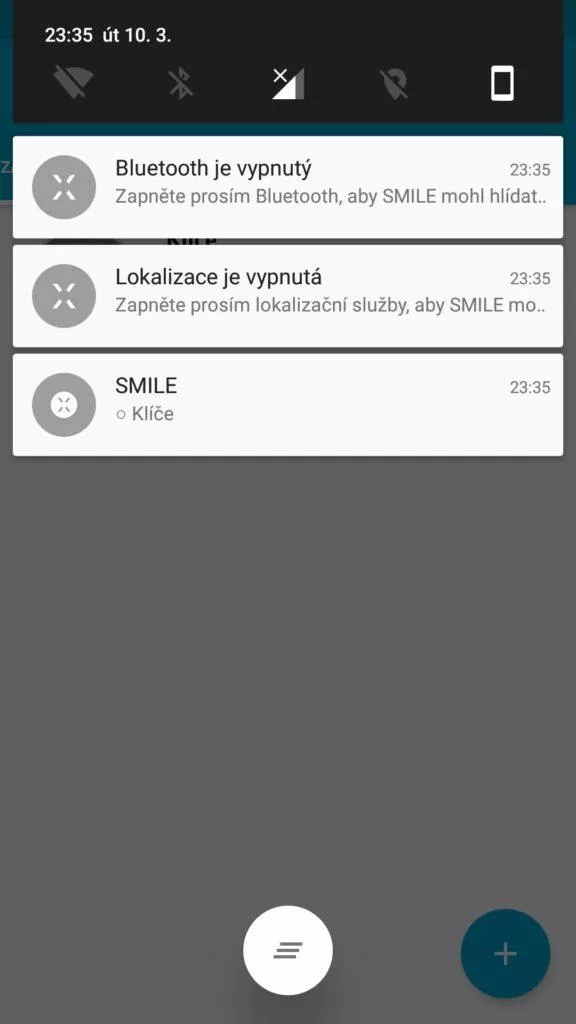 Aplikace Fixed Smile vypnuté připojení