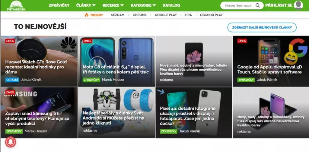 homepage Svět Androida náhled desktop