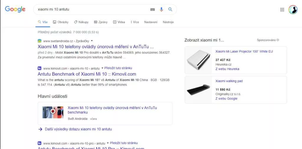výsledek vyhledávání Google Svět Androida náhled desktop