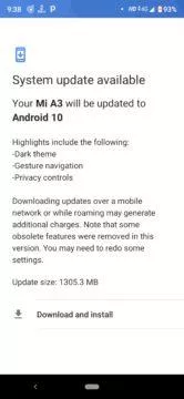 Xiaomi Mi A3 Android 10 update náhled