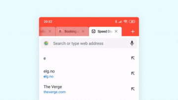 Android prohlížeč Vivaldi vyhledavace