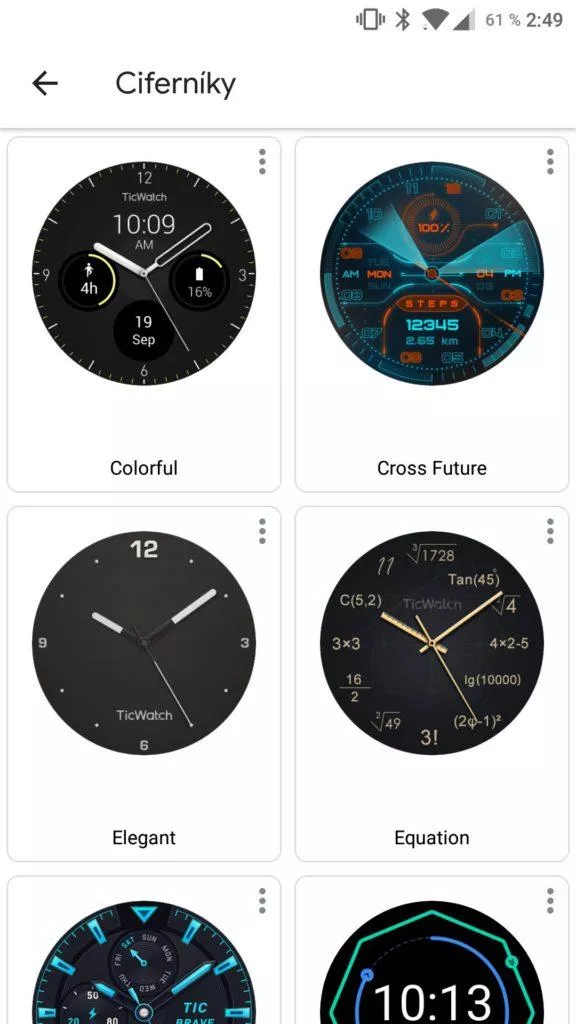 Aplikace Wear OS ciferníky