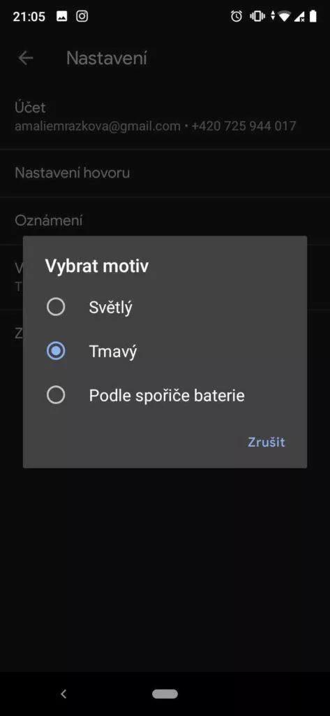 Google Duo tmavý režim