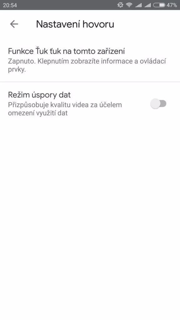 Google Duo úspora dat