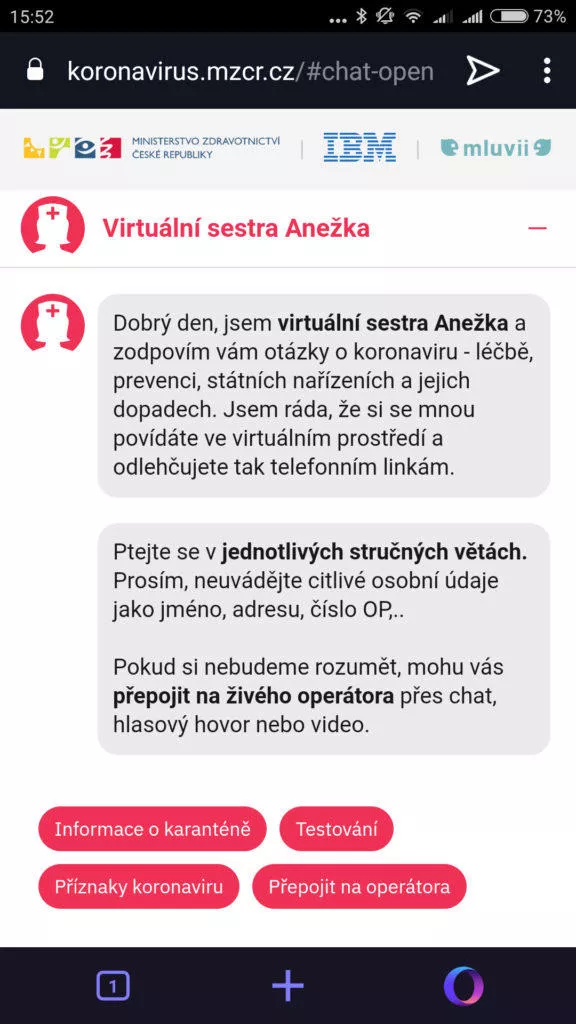 info o koronaviru virtuální sestra anežka