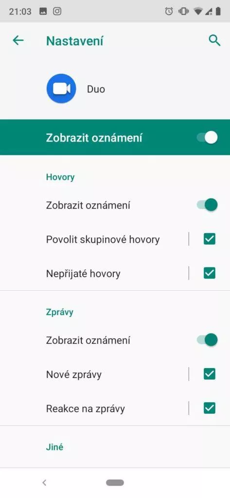 notifikace google duo