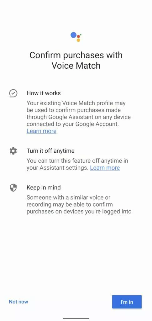 Asistent Google hlasové potvrzování plateb nastavení 2