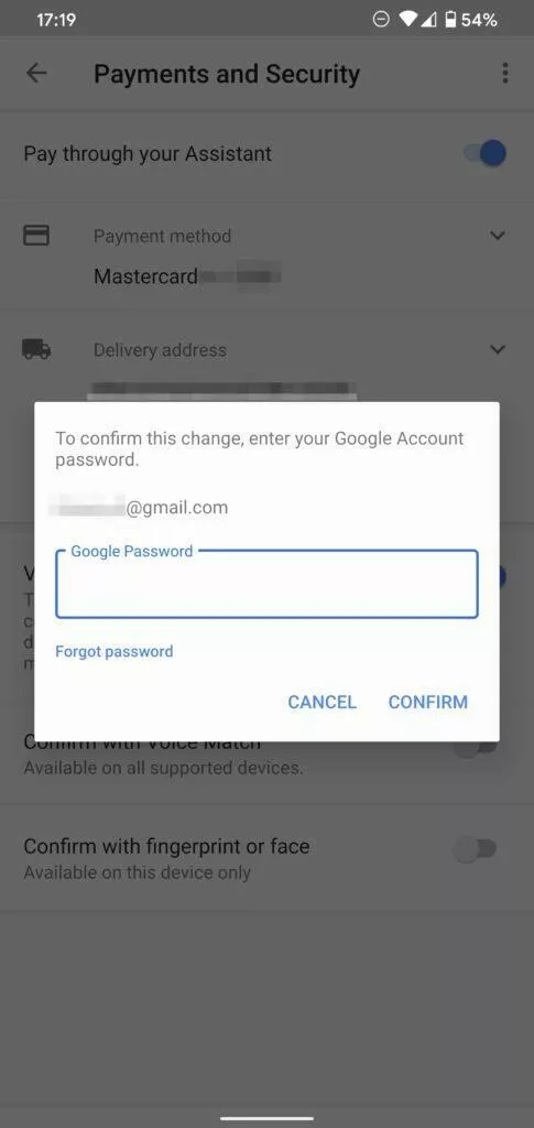 Asistent Google hlasové potvrzování plateb nastavení 3