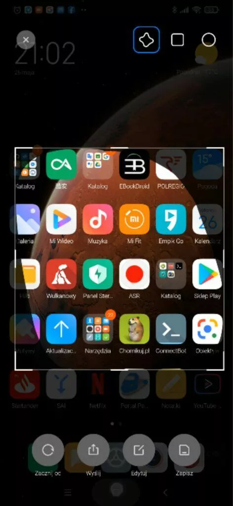 miui 12 snimky obrazovky vlastni tvar