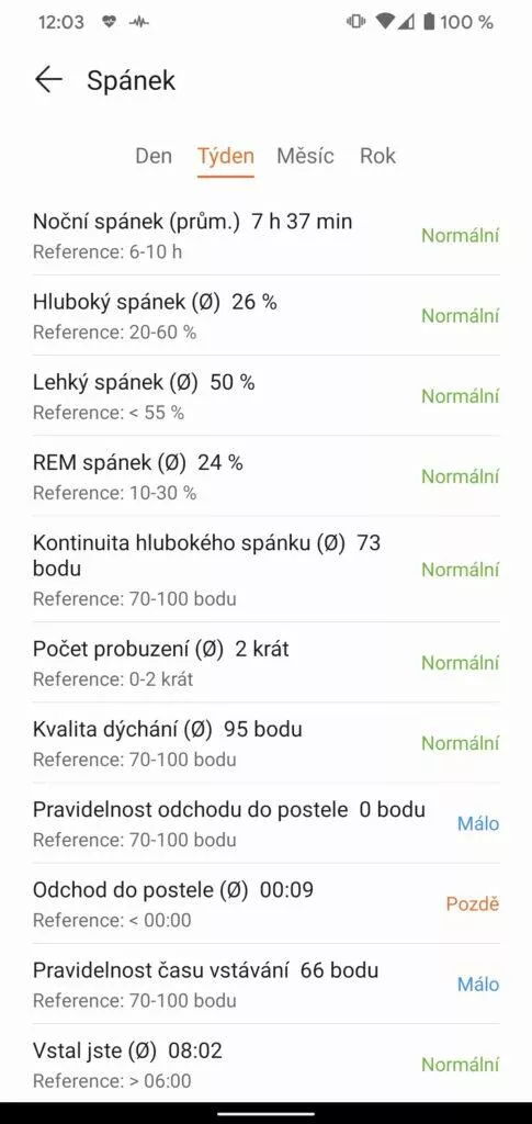 aplikace Huawei Health Zdraví spanek 3