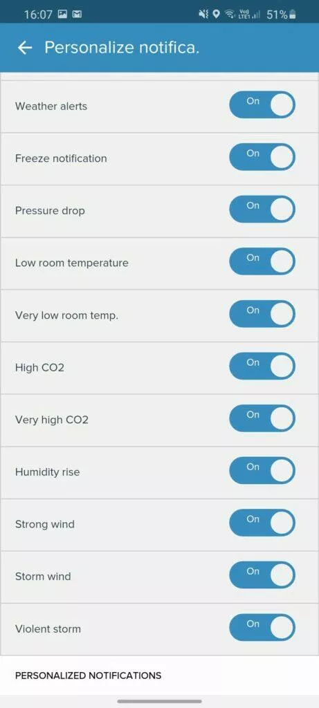 aplikace Netatmo Weather notifikace