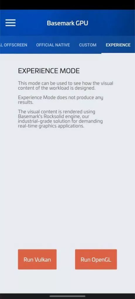 benchmarky pro Android Basemark GPU Excperience