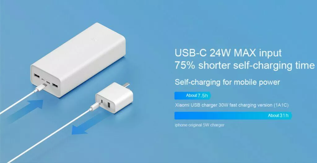 Xiaomi 30000 mAh vlastní nabíjení