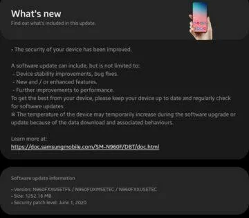 Galaxy Note 9 One UI 2.1