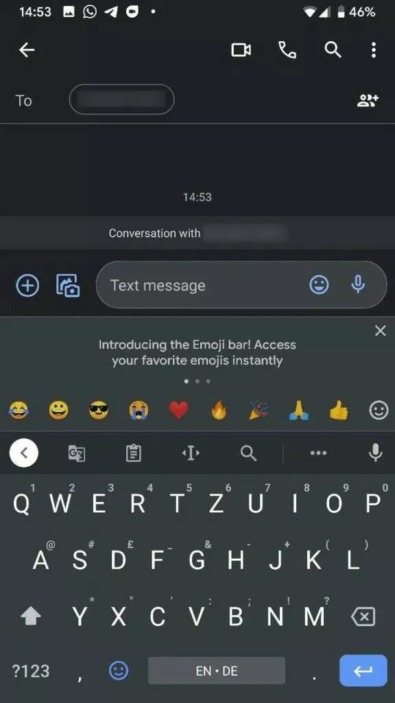 Gboard emoji panel screen 1