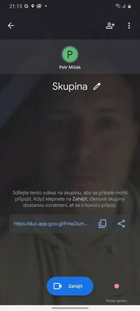 Google Duo zvaní přes odkaz screen 1