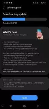 samsung galaxy a51 aktualizace