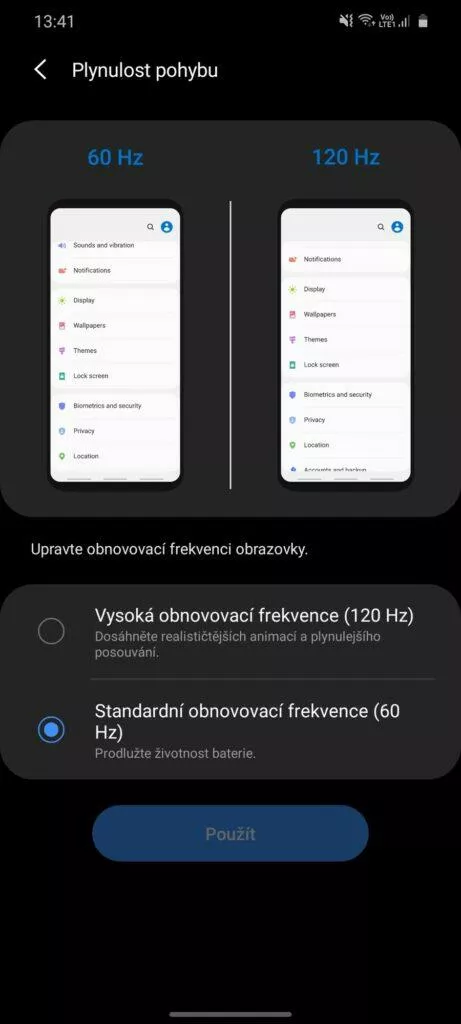 system One UI 2.1 120 Hz