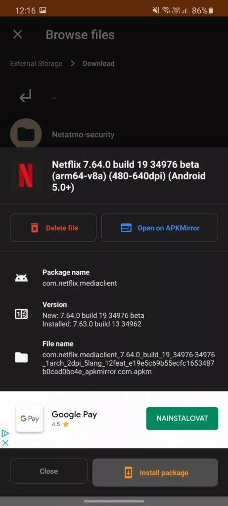 11 APKMirror Netflix bundle verze