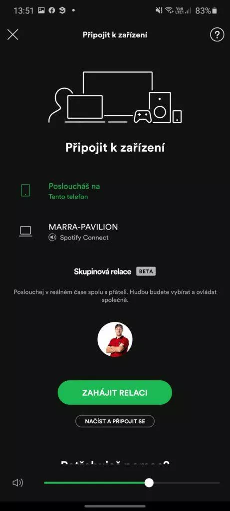 2 Spotify Skupinová relace spuštění