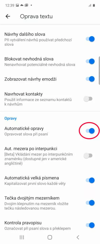 Jak vypnout autokorekci v telefonu gboard android
