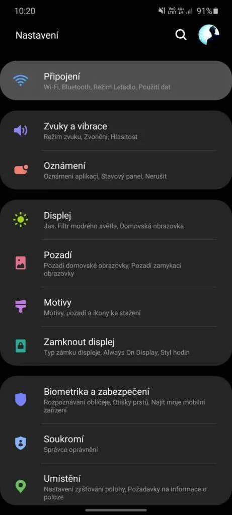 nastavení připojení