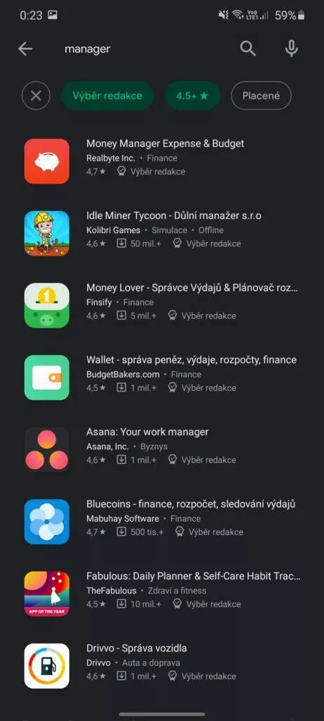Obchod Play filtry výběr redakce hodnocení