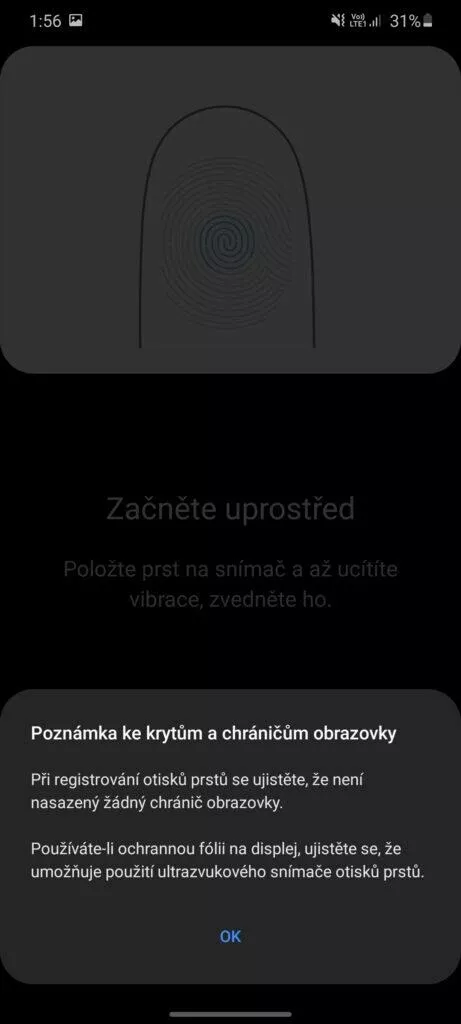 odemykání Android telefonuotisk prstu nastavení