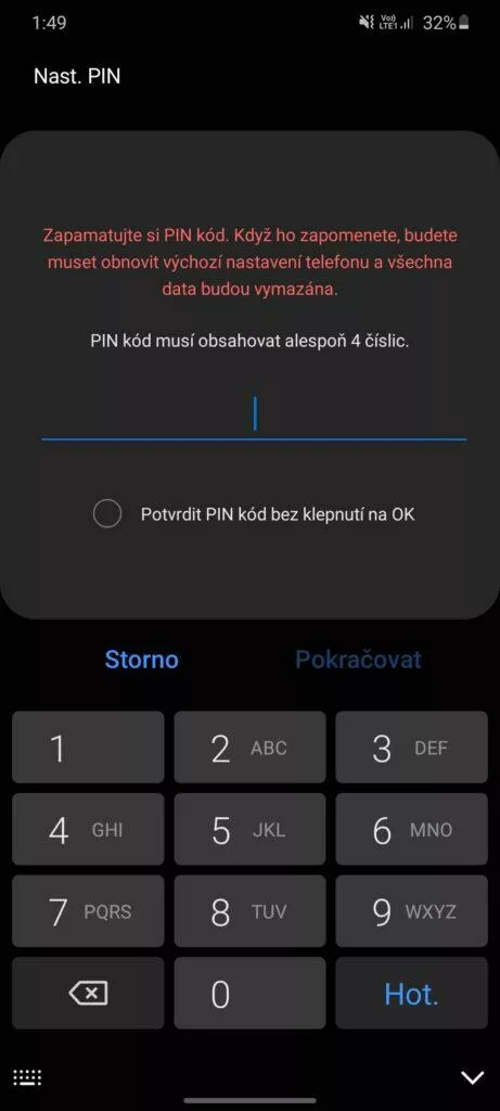 pin zadání