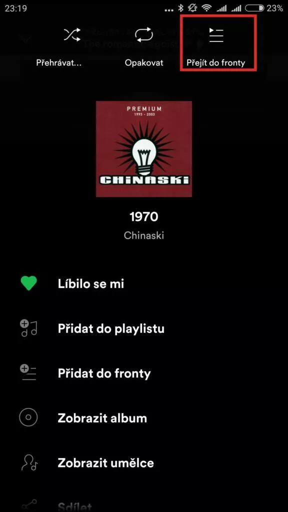 pořadí skladeb playlist spotify
