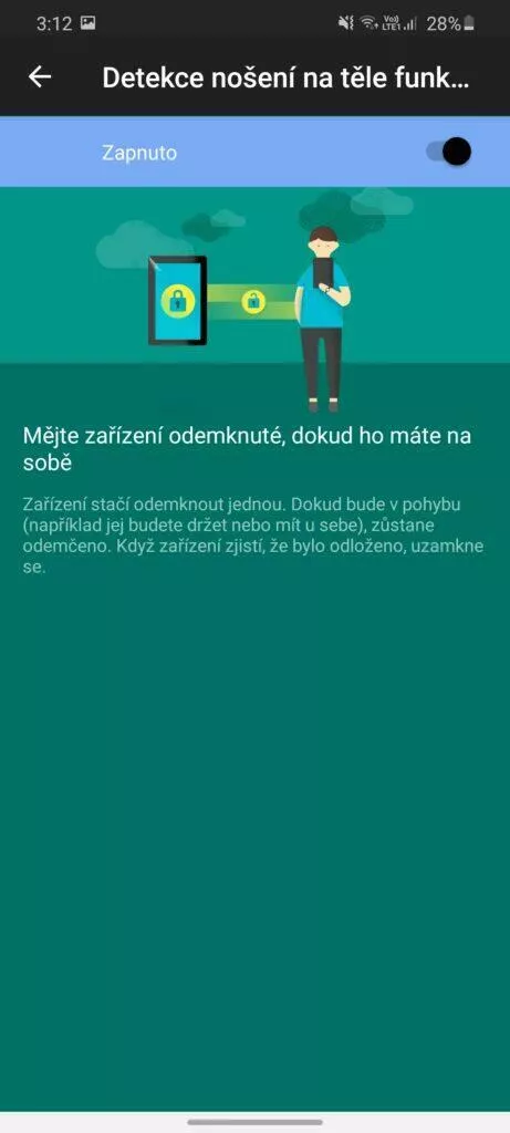odemykání Android telefonuSmart Lock na těle