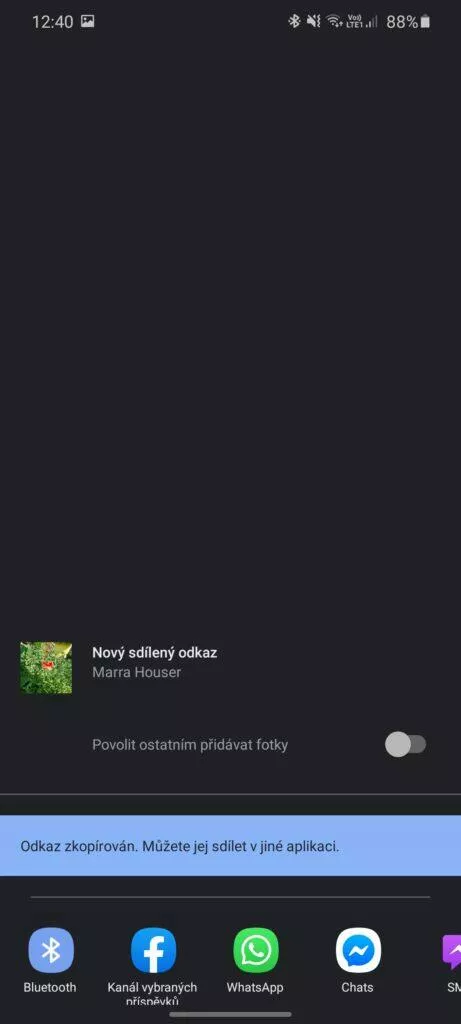3 odesílání sdílení fotek z mobilu Fotky Google sdílený odkaz